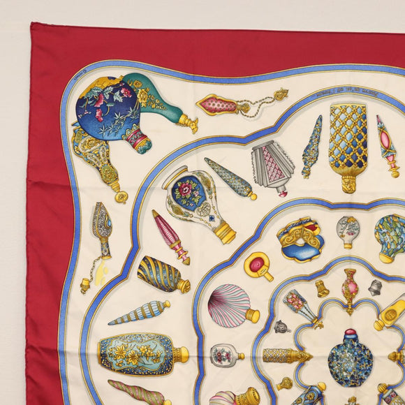 HERMES Carre 90 Scarf Silk 4 Set Red Blue Auth ki6029