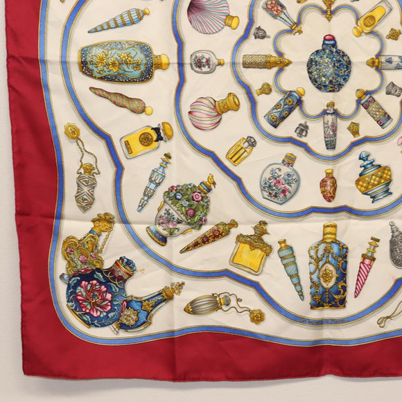 HERMES Carre 90 Scarf Silk 4 Set Red Blue Auth ki6029