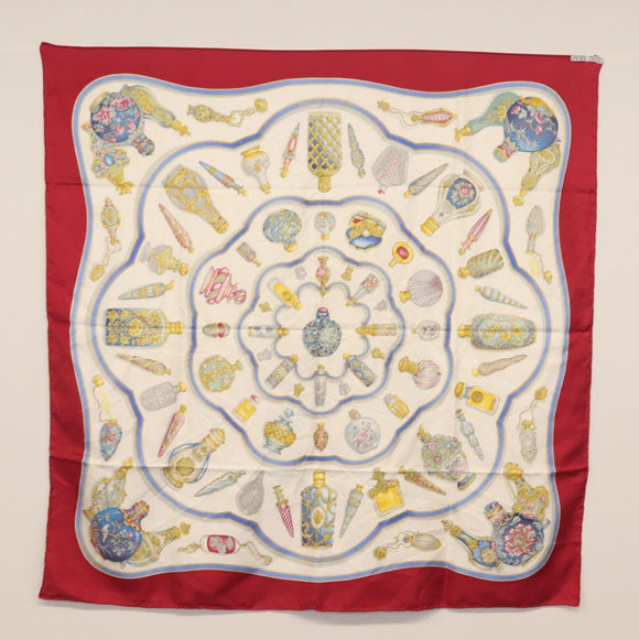 HERMES Carre 90 Scarf Silk 4 Set Red Blue Auth ki6029