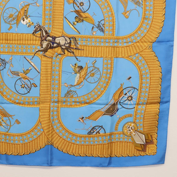 HERMES Carre 90 Scarf Silk 4 Set Red Blue Auth ki6029