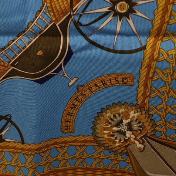 HERMES Carre 90 Scarf Silk 4 Set Red Blue Auth ki6029