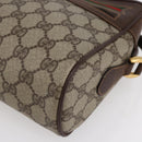 GUCCI GG Supreme Web Sherry Line Shoulder Bag PVC Leather Beige Red Auth ki6037-10