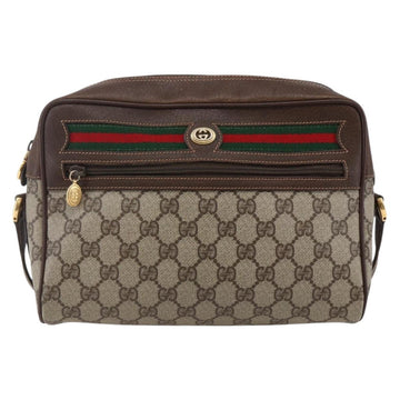 GUCCI GG Supreme Web Sherry Line Shoulder Bag PVC Leather Beige Red Auth ki6037 - 0