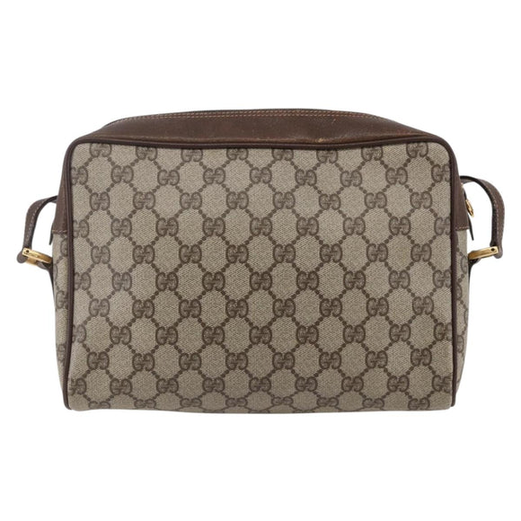 GUCCI GG Supreme Web Sherry Line Shoulder Bag PVC Leather Beige Red Auth ki6037