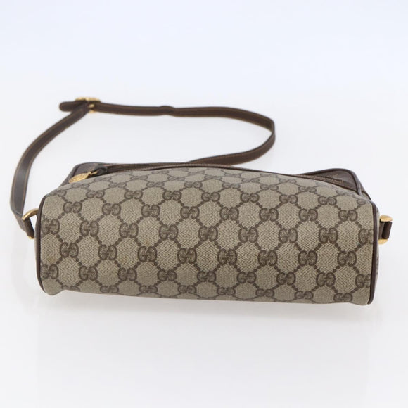 GUCCI GG Supreme Web Sherry Line Shoulder Bag PVC Leather Beige Red Auth ki6037