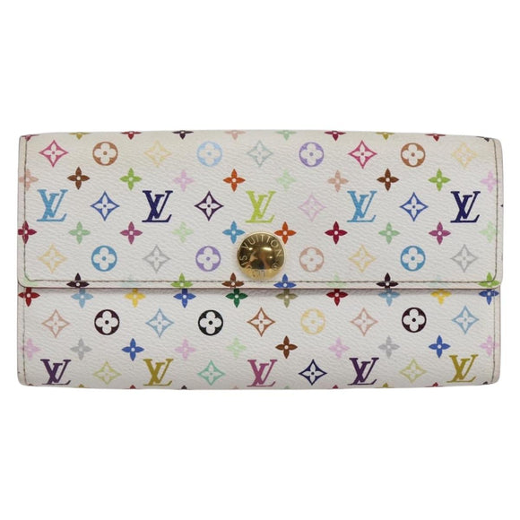 LOUIS VUITTON Monogram Multicolor Portefeuille Sarah White M93745 LV Auth ki6038