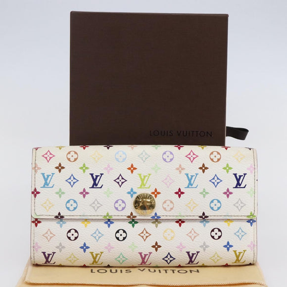 LOUIS VUITTON Monogram Multicolor Portefeuille Sarah White M93745 LV Auth ki6038