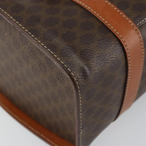 CELINE Macadam Canvas Hand Bag PVC Leather Brown Auth ki6046