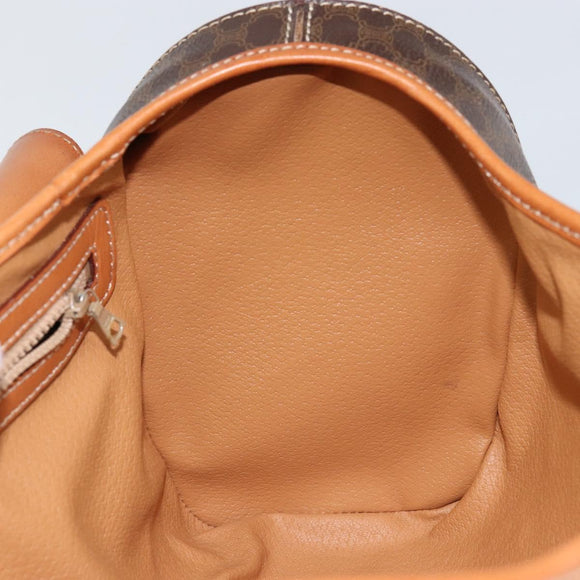 CELINE Macadam Canvas Handtas PVC Leer Bruin Auth ki6046
