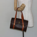 CELINE Macadam Canvas Handtas PVC Leer Bruin Auth ki6046-23