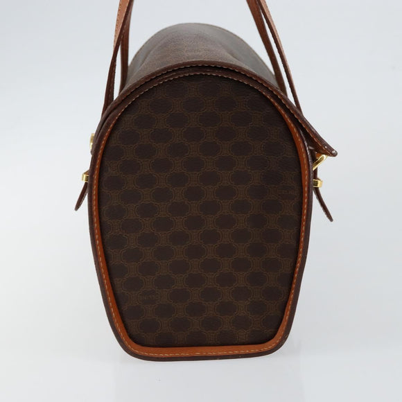 CELINE Macadam Canvas Hand Bag PVC Leather Brown Auth ki6046