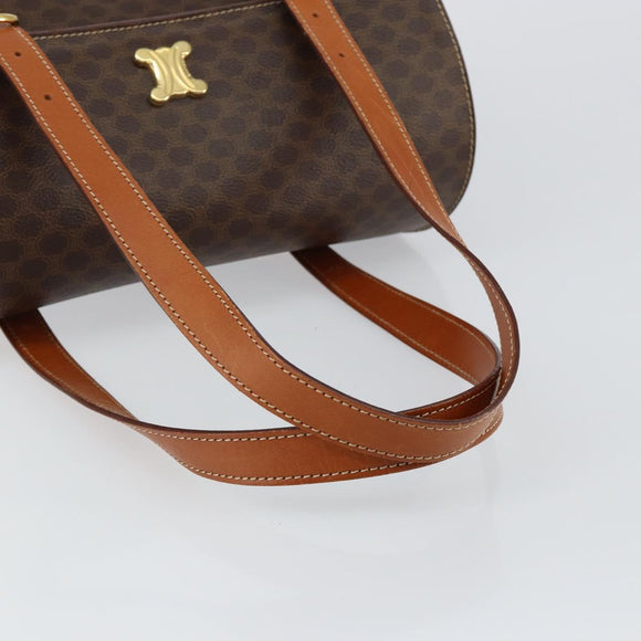 CELINE Macadam Canvas Handtas PVC Leer Bruin Auth ki6046