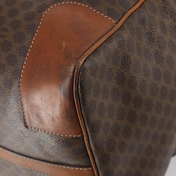 CELINE Macadam Canvas Boston Bag PVC Leather Brown Auth ki6048