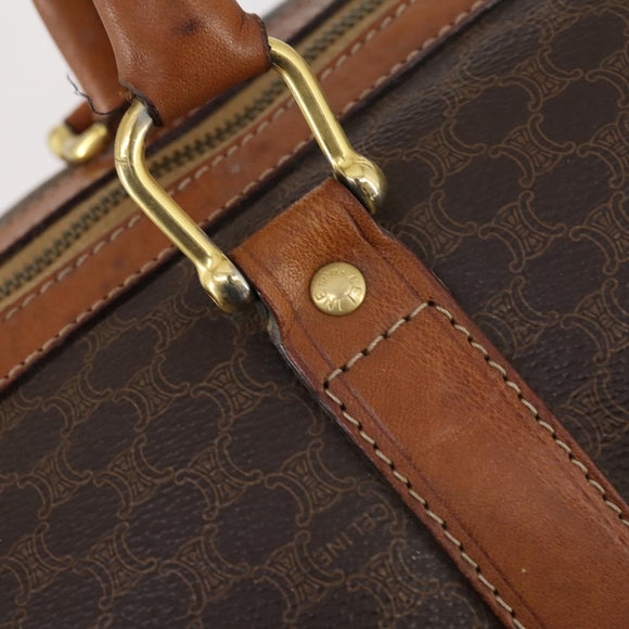 CELINE Macadam Canvas Boston Bag PVC Leather Brown Auth ki6048