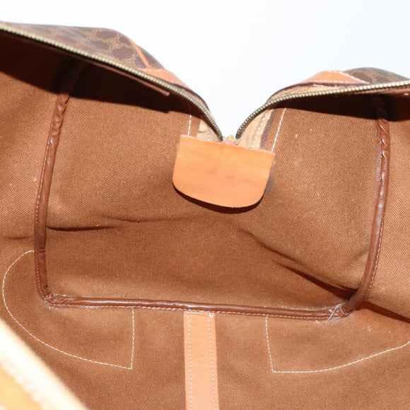 CELINE Macadam Canvas Boston Bag PVC Leather Brown Auth ki6048