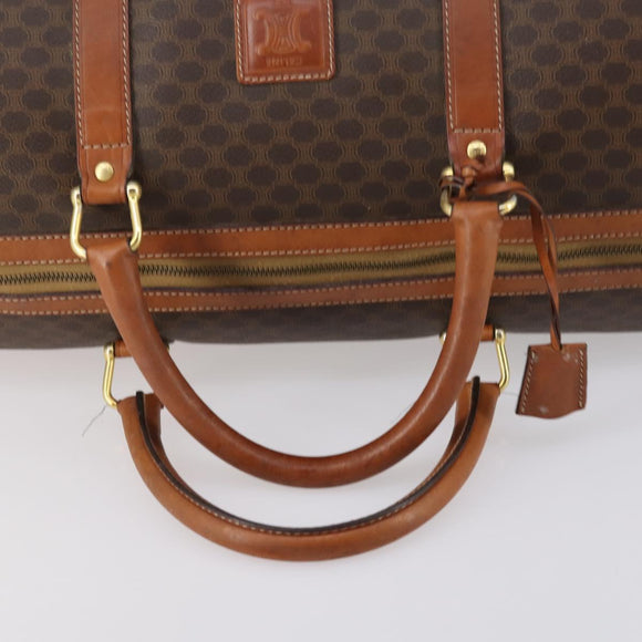 CELINE Macadam Canvas Boston Bag PVC Leather Brown Auth ki6048