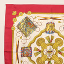 HERMES Carre 90 Scarf LES TAMBOURS Silk Red Auth ki6050-2