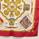 HERMES Carre 90 Scarf LES TAMBOURS Silk Red Auth ki6050-5