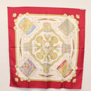 HERMES Carre 90 Scarf LES TAMBOURS Silk Red Auth ki6050-8