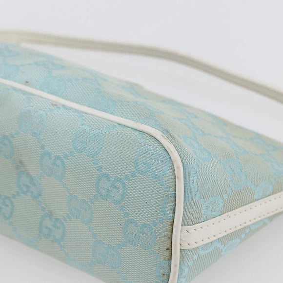 GUCCI GG Canvas Accessory Pouch Light Blue White Auth ki6051