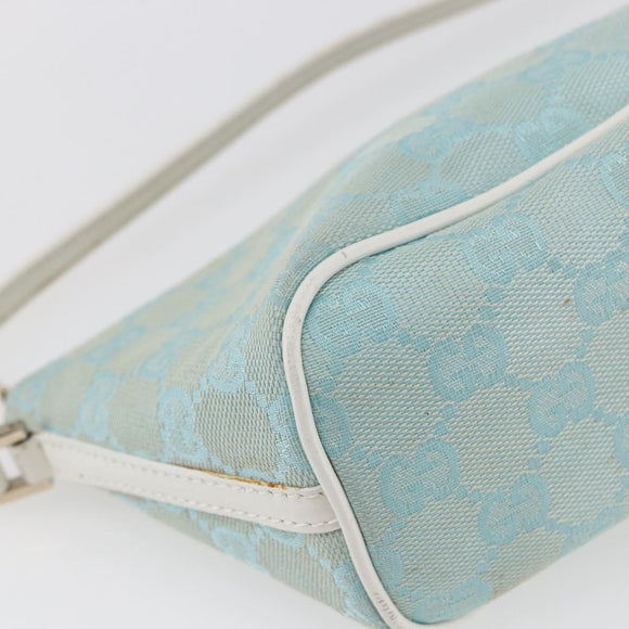 GUCCI GG Canvas Accessory Pouch Light Blue White Auth ki6051