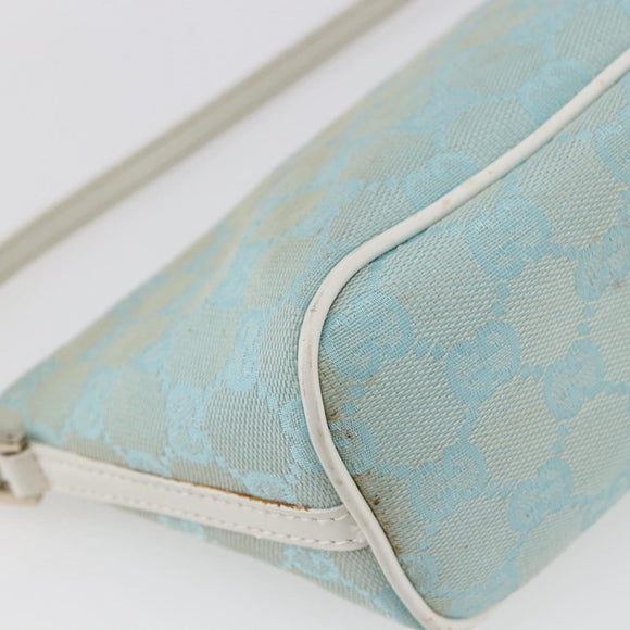 GUCCI GG Canvas Accessory Pouch Light Blue White Auth ki6051