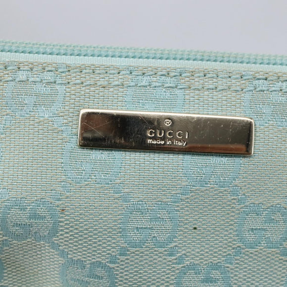 GUCCI GG Canvas Accessory Pouch Light Blue White Auth ki6051