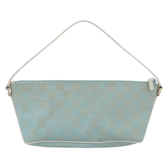 GUCCI GG Canvas Accessory Pouch Light Blue White Auth ki6051