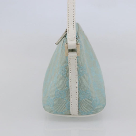 GUCCI GG Canvas Accessory Pouch Light Blue White Auth ki6051