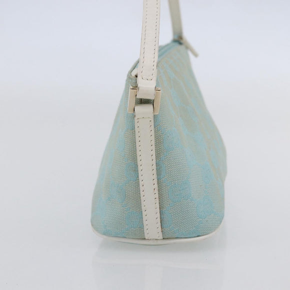 GUCCI GG Canvas Accessory Pouch Light Blue White Auth ki6051
