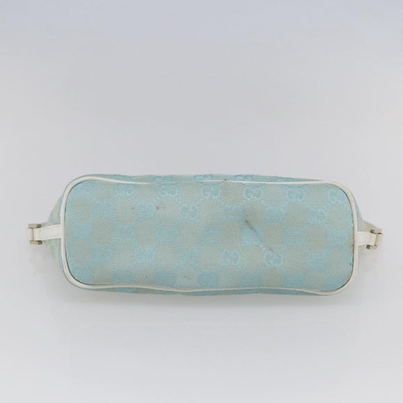 GUCCI GG Canvas Accessory Pouch Light Blue White Auth ki6051