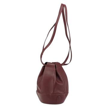 CARTIER Must Line Shoulder Bag Leather Bordeaux Auth ki6052