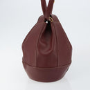 CARTIER Must Line Shoulder Bag Leather Bordeaux Auth ki6052-4