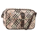 BURBERRY Nova Check Shoulder Bag Canvas Pink Brown Auth ki6053-1
