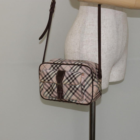 BURBERRY Nova Check Shoulder Bag Canvas Pink Brown Auth ki6053