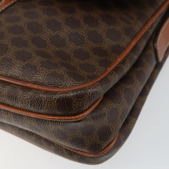 CELINE Macadam Canvas Shoulder Bag PVC Leather Brown Auth ki6056