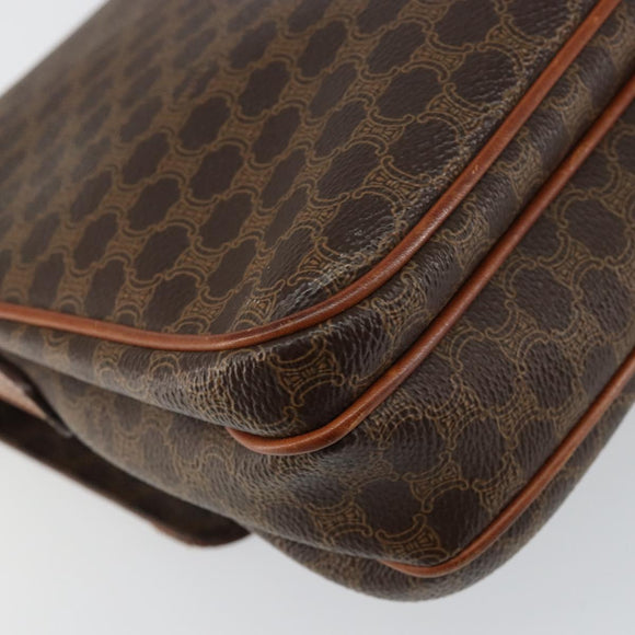 CELINE Macadam Canvas Shoulder Bag PVC Leather Brown Auth ki6056