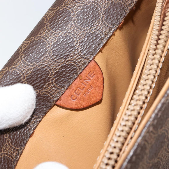CELINE Macadam Canvas Shoulder Bag PVC Leather Brown Auth ki6056