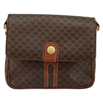CELINE Macadam Canvas Shoulder Bag PVC Leather Brown Auth ki6056 - 0