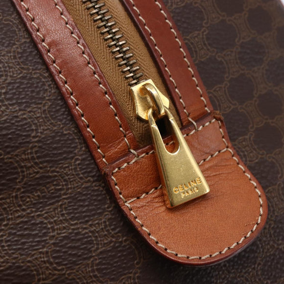 CELINE Macadam Canvas Mini Boston Bag PVC Leather Brown Auth ki6058