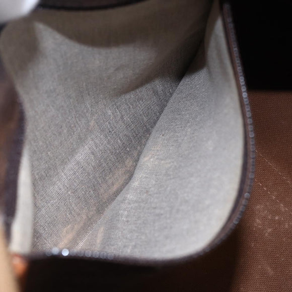 CELINE Macadam Canvas Mini Boston Bag PVC Leather Brown Auth ki6058