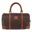 CELINE Macadam Canvas Mini Boston Bag PVC Leather Brown Auth ki6058-13