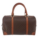 CELINE Macadam Canvas Mini Boston Bag PVC Leather Brown Auth ki6058-2