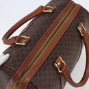 CELINE Macadam Canvas Mini Boston Bag PVC Leather Brown Auth ki6058-6