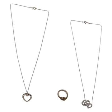 TIFFANY&Co. Heart Necklace Ring Ag925 3 Set Silver Auth ki6061