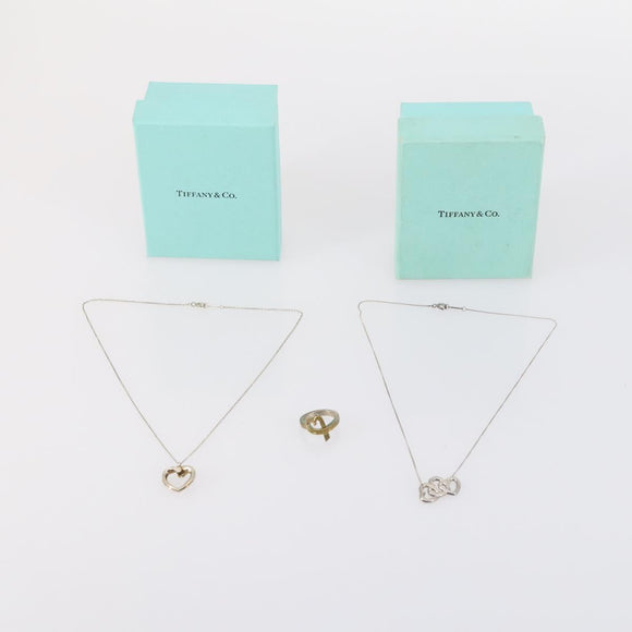 TIFFANY&Co. Heart Necklace Ring Ag925 3 Set Silver Auth ki6061