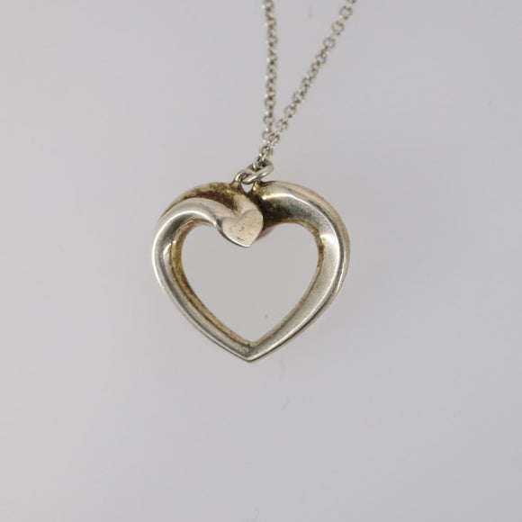 TIFFANY&Co. Heart Necklace Ring Ag925 3 Set Silver Auth ki6061