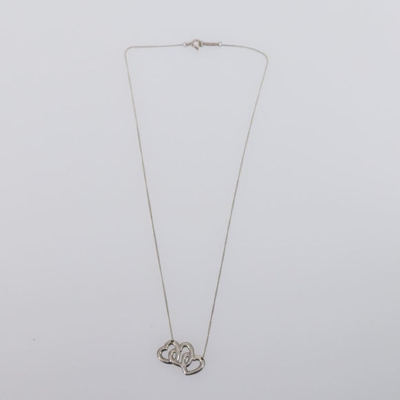 TIFFANY&Co. Heart Necklace Ring Ag925 3 Set Silver Auth ki6061