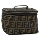 FENDI Zucca Canvas Vanity Hand Bag Brown Black Auth ki6064-1
