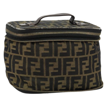 FENDI Zucca Canvas Vanity Hand Bag Brown Black Auth ki6064